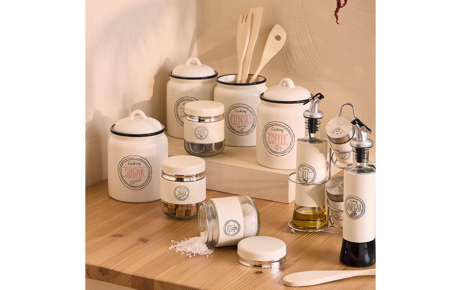 Tognana Porcellane Tognana – Vorratsdose 330 ml, Ø 9 × 11 cm, Keramik, luftdicht, 3-teilig, beige