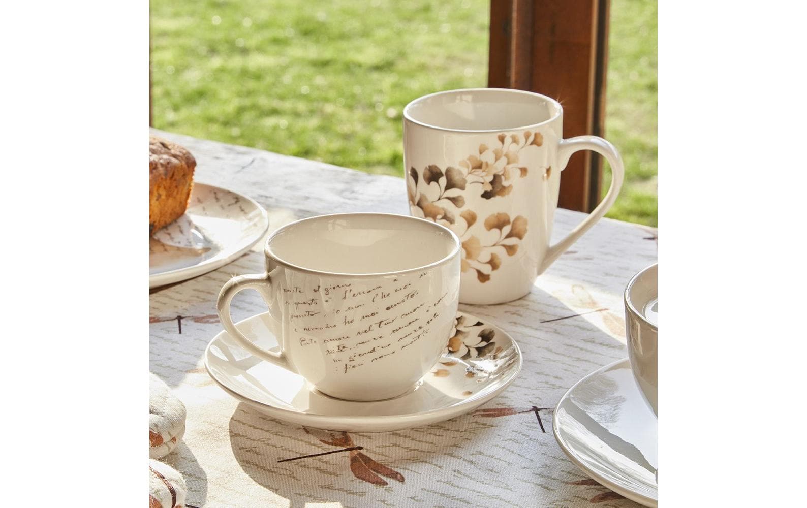Tognana Porcellane Tognana Kaffeetasse Madison – 6er Set, 260 ml, Ø 15 cm, Porzellan, Weiss/Beige, spülmaschinenfest