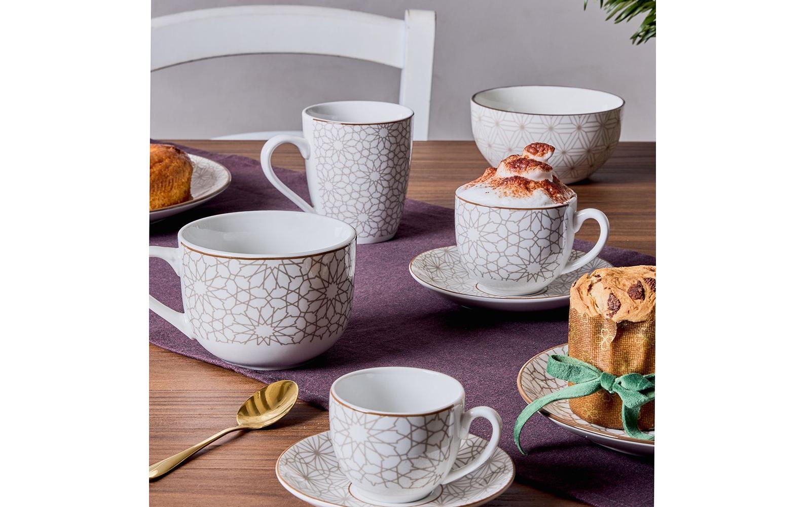 Tognana Porcellane Tognana Kaffeetasse Madison – 6er Set, 250 ml, Porzellan, spülmaschinenfest, mikrowellengeeignet