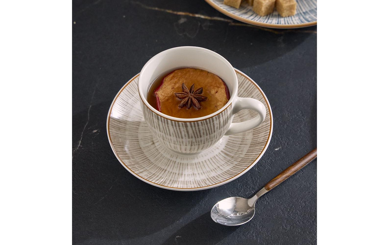 Tognana Porcellane Kaffeetassen-Set Iris – 6er Set, 200 ml, Ø 8 cm, Knochenporzellan, spülmaschinenfest