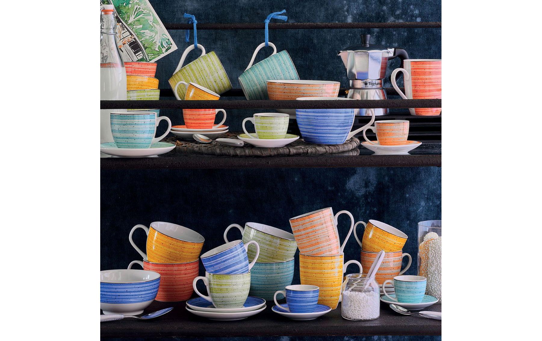 Tognana Porcellane Tognana Kaffeetasse Iris – 6er Set, 200 ml, Porzellan, Mehrfarbig, spülmaschinenfest, mikrowellengeeignet