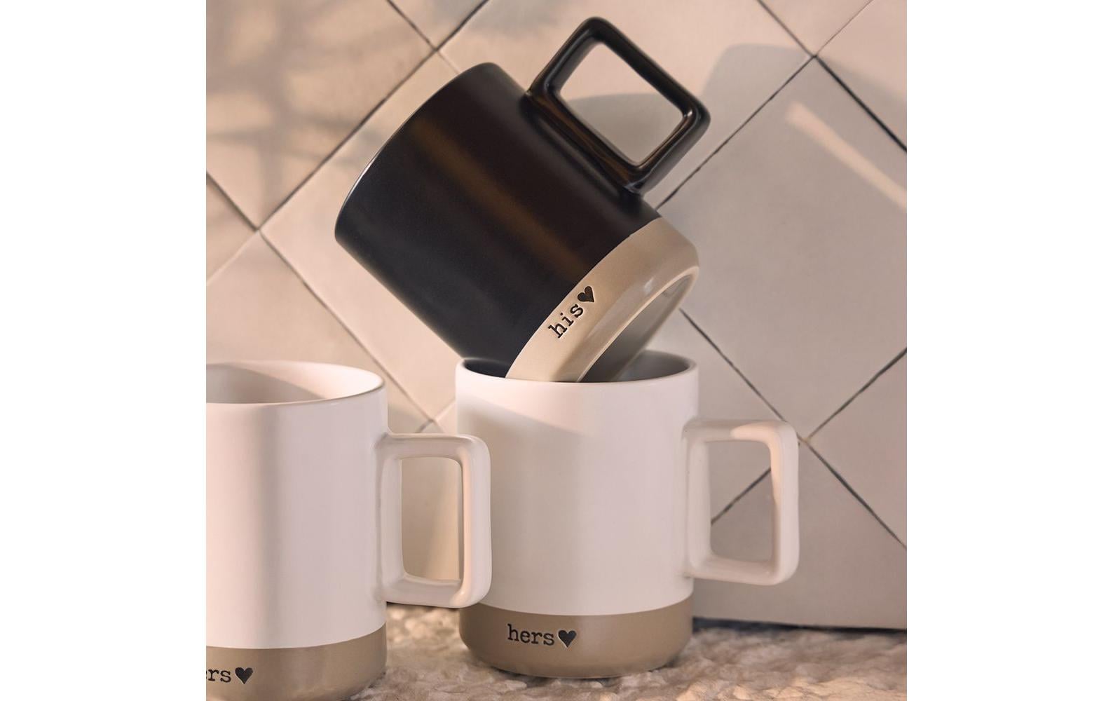 Tognana Porcellane Tognana Kaffeetassen Cindy – 2er Set, 400 ml, Ø 8,5 cm, Steingut, spülmaschinenfest, mikrowellengeeignet