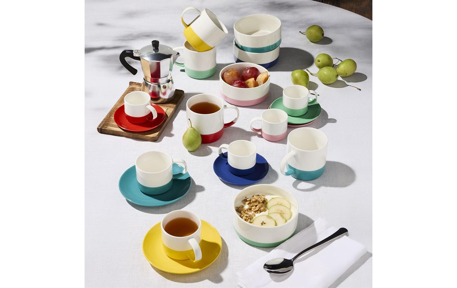 Tognana Porcellane Kaffeetassen Iris – 6er Set, 210 ml, Ø 8 cm, Knochenporzellan, spülmaschinenfest