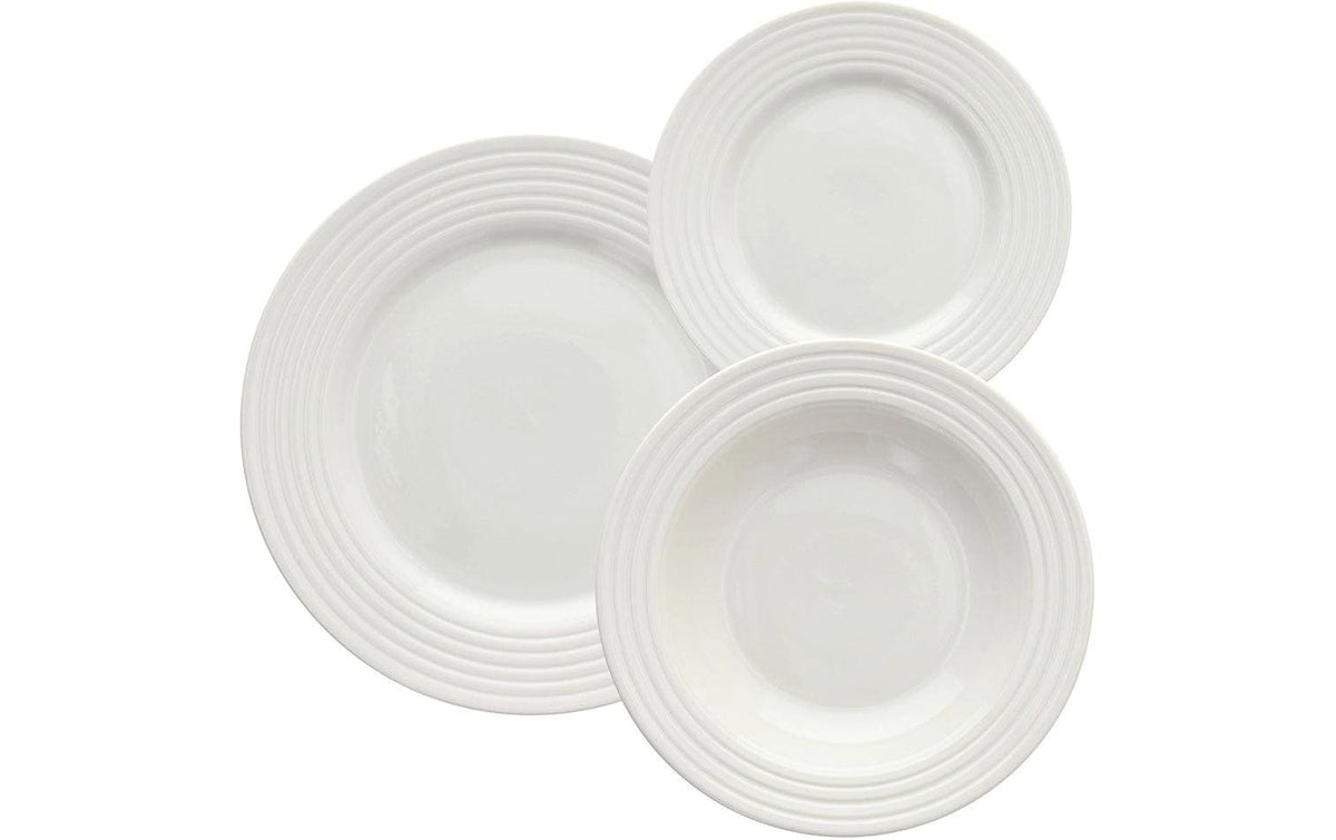 Tognana Porcellane Geschirrset Rings – 18-teiliges Set, Ø 19/22,5/26 cm, Porzellan, Weiss, spülmaschinenfest