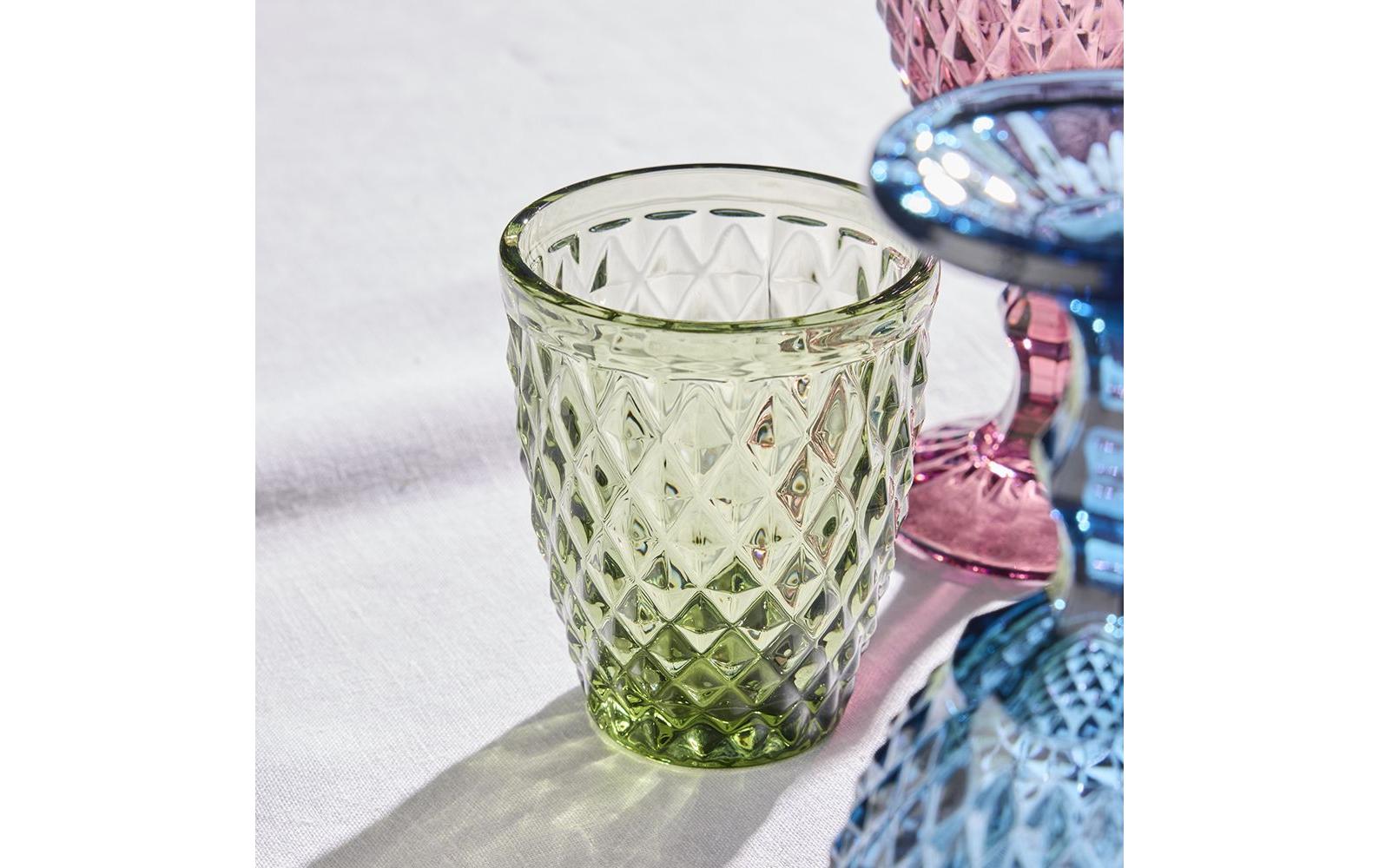 Tognana Porcellane Tognana Trinkgläser Diamond – 3er Set, 260 ml, Ø 8 cm, Glas, Grün, spülmaschinenfest