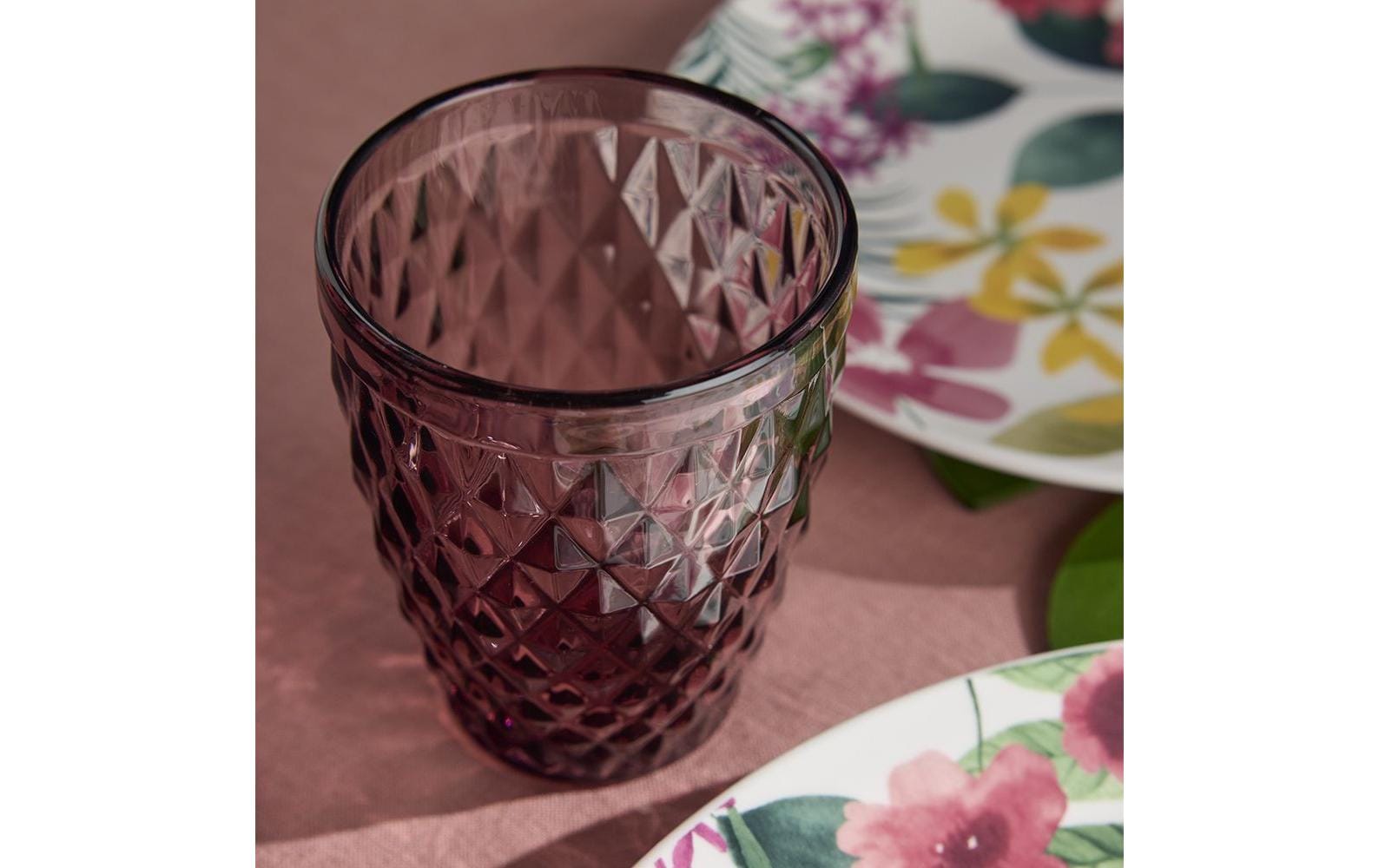 Tognana Porcellane Trinkglas Diamond – 3er Set, 260 ml, Ø 8 cm, Glas, Rot, spülmaschinenfest
