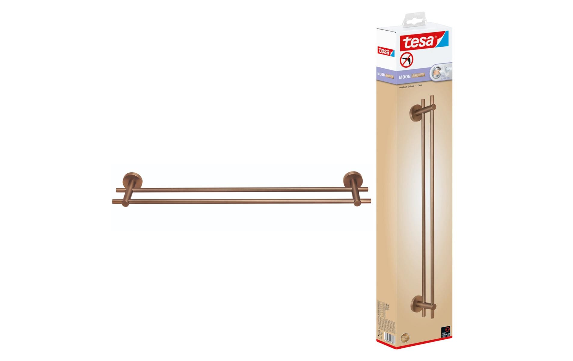 TESA Handtuchhalter (Wand) MOON BRONZE – 13,5×6,5×65 cm, Metall, Klebestreifen, Beige