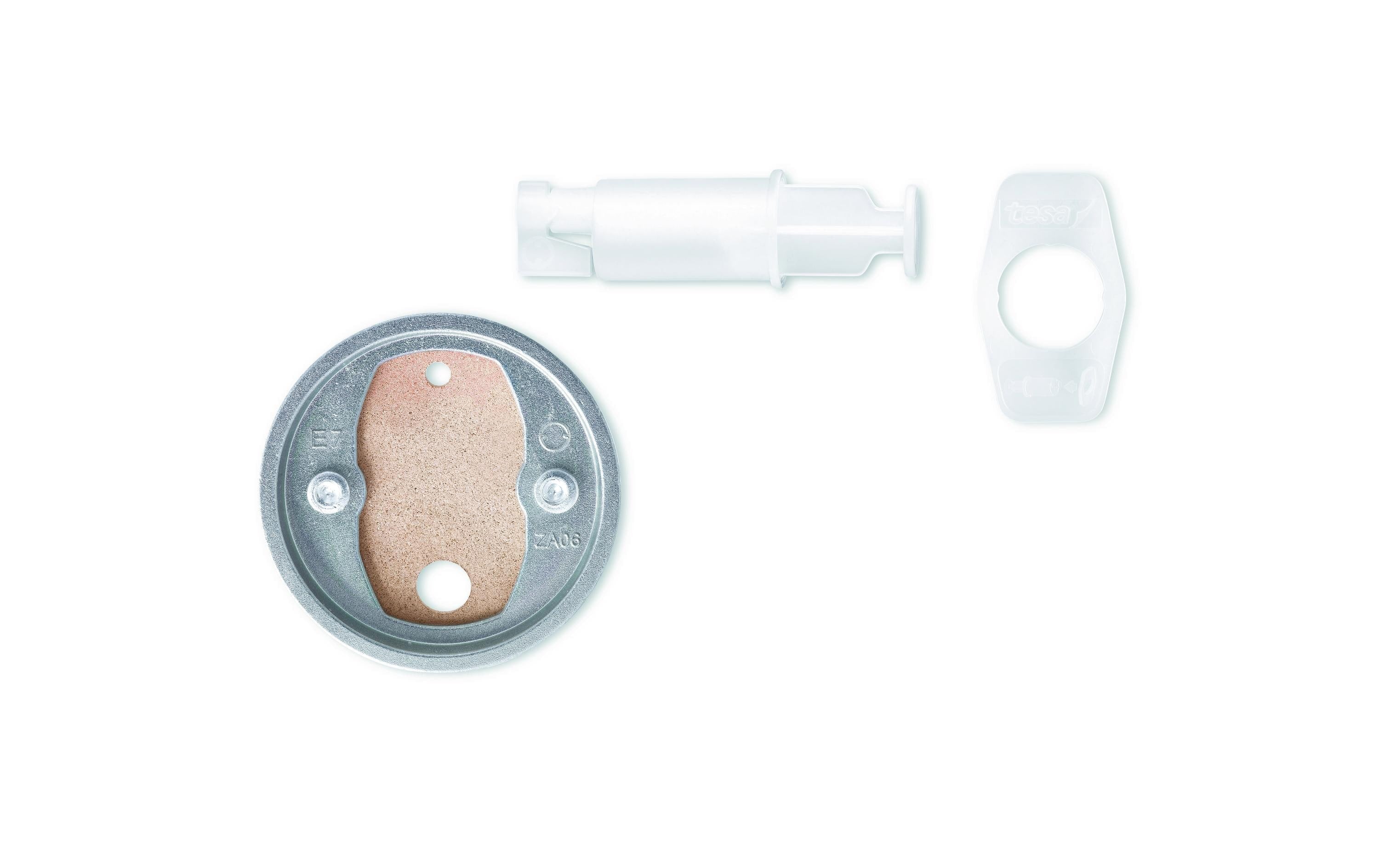 TESA Klebehaken Adapter Power.Kit Befestigungsring – Kupfer, 6 kg, Kleben, 12,3×2,5×17,9 cm, Silber