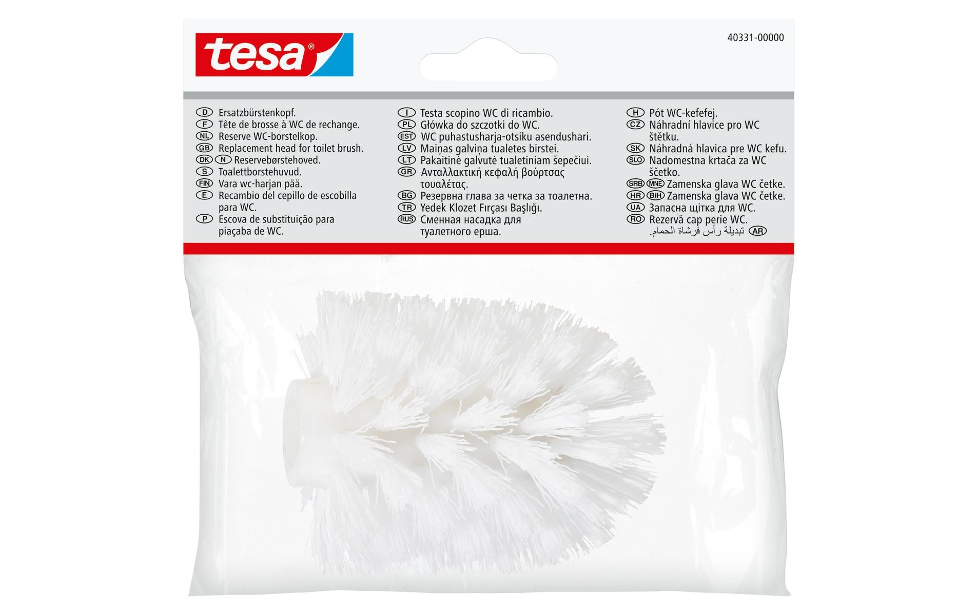 TESA WC-Bürstenset – Kunststoff, Weiss, Wandmontiert, Klebend, H 19 cm