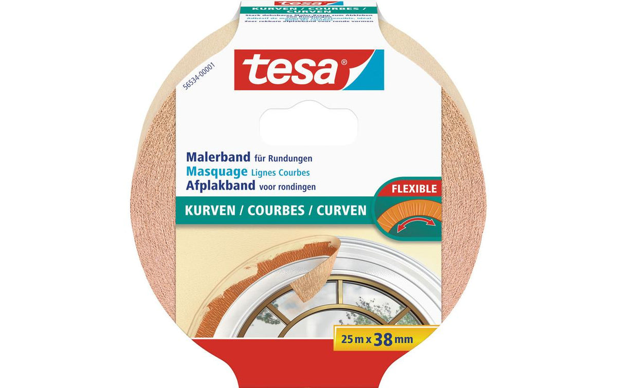 TESA Malerband, Braun – 38 mm × 25 m, Innen/Aussen, Rückstandsfrei bis 7 Tage