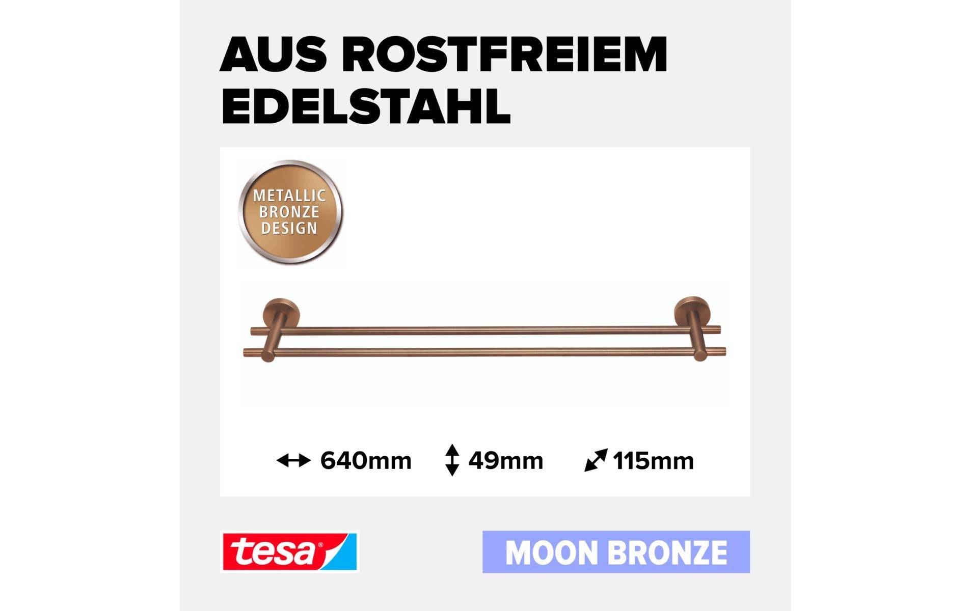 TESA Handtuchhalter (Wand) MOON BRONZE – 13,5×6,5×65 cm, Metall, Klebestreifen, Beige
