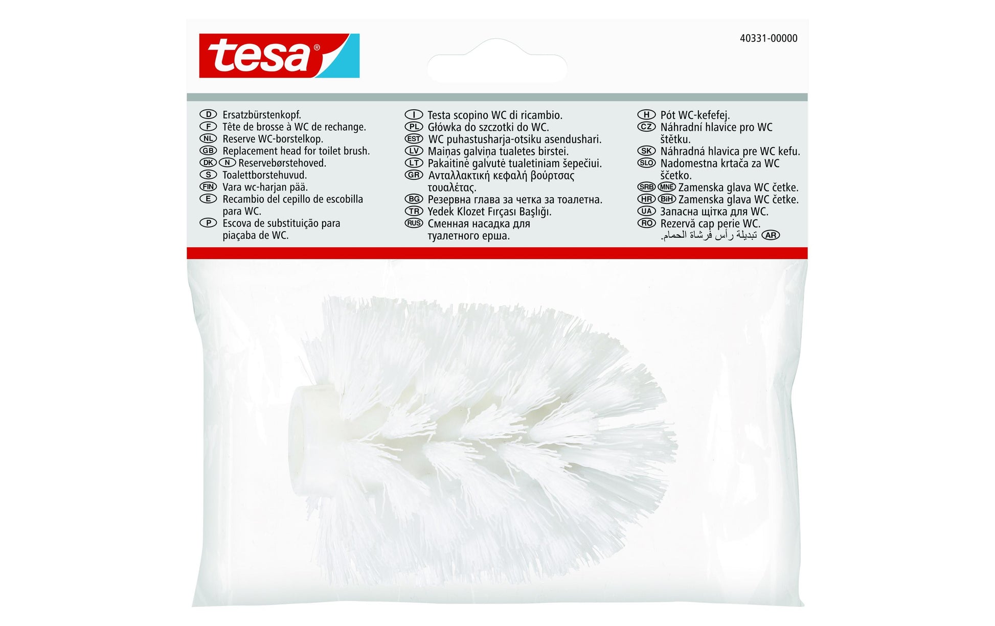 TESA WC-Bürstenset – Kunststoff, Weiss, Wandmontiert, Klebend, H 19 cm