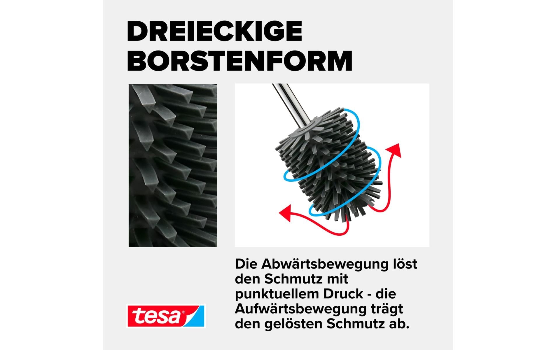 TESA WC-Bürstenhalter – Synthetik-Kautschuk, schwarz, wandmontiert, klebend