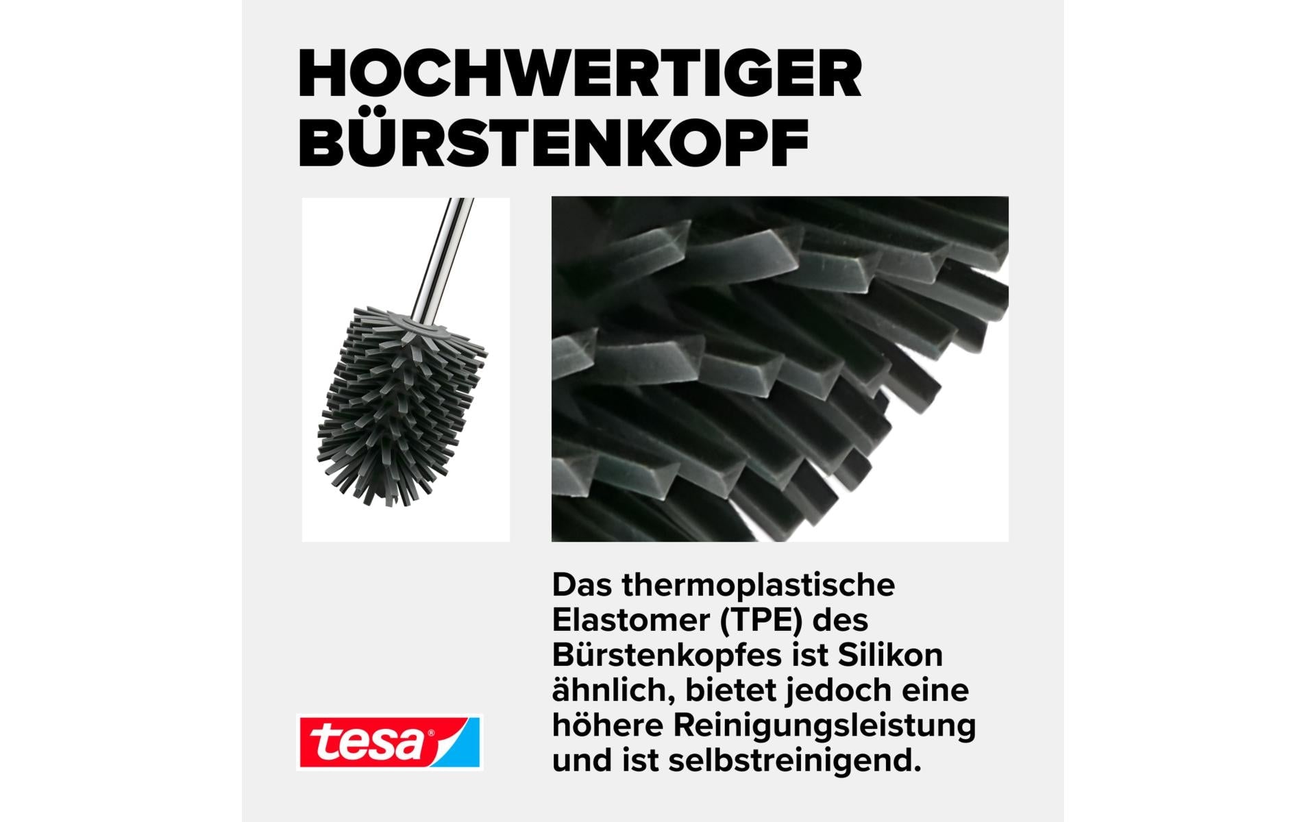 TESA WC-Bürstenhalter – Synthetik-Kautschuk, schwarz, wandmontiert, klebend
