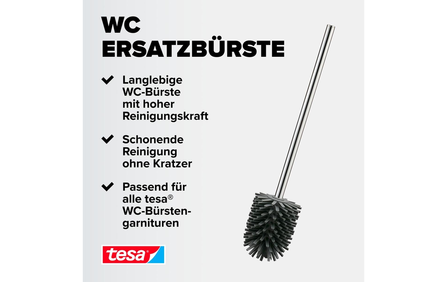 TESA WC-Bürstenhalter – Synthetik-Kautschuk, schwarz, wandmontiert, klebend
