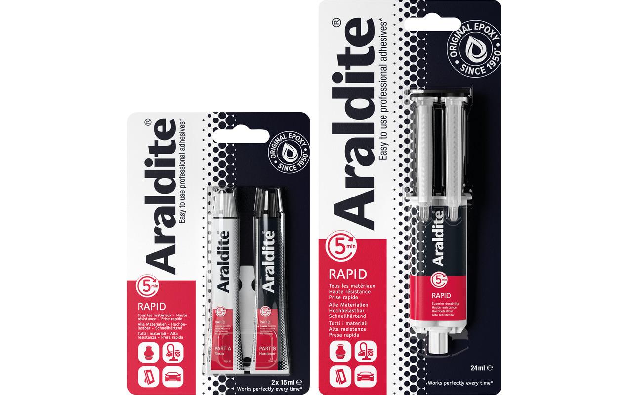 Go-Araldite Araldite 2K Epoxidharzkleber Rapid – transparent – 24 ml – für Metall, Holz, Glas