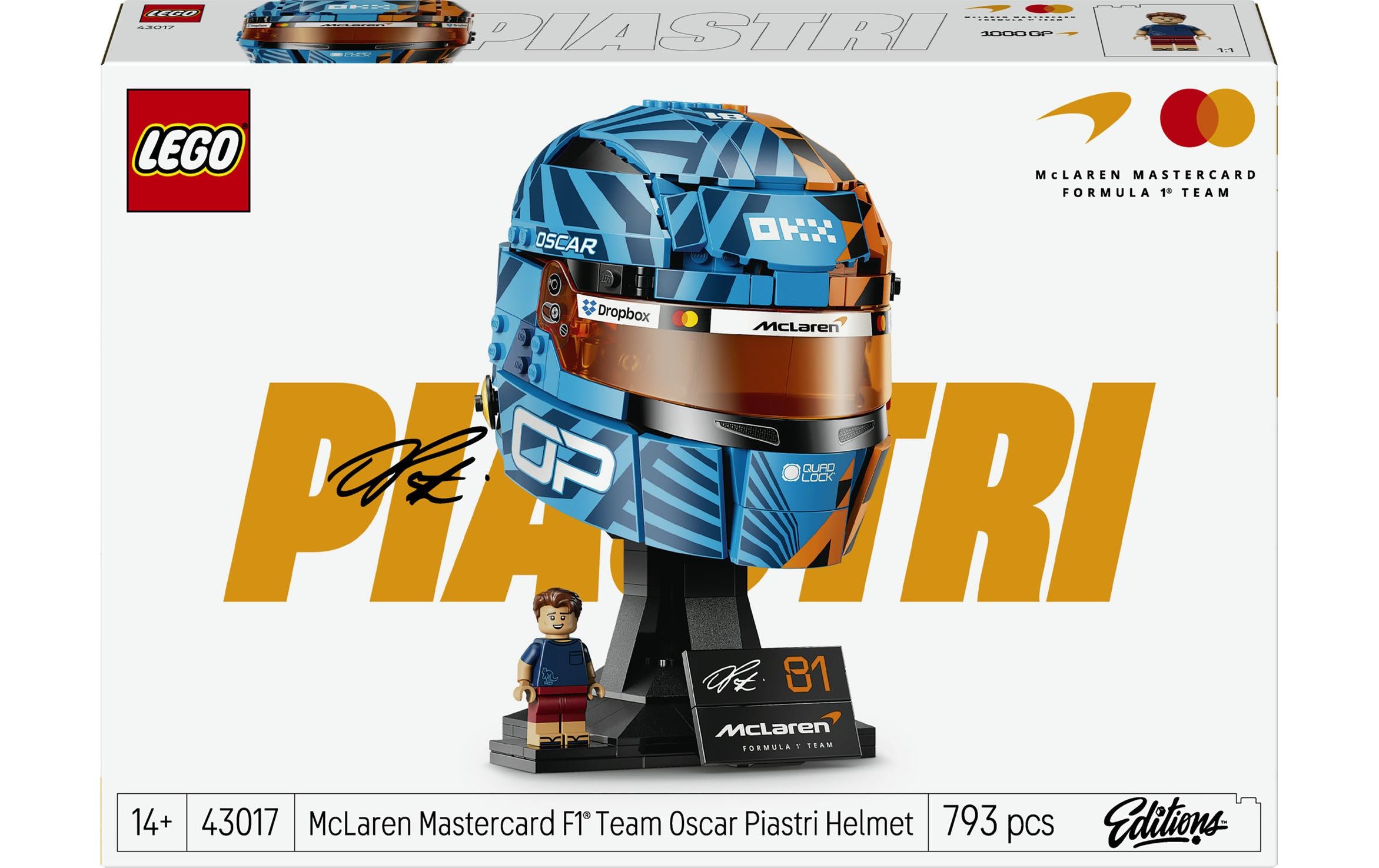 LEGO 3D Puzzle McLaren Mastercard F1 Team Piastri Helm – 793 Teile – 26,2×7,1×38,2 cm – ab 14 Jahren