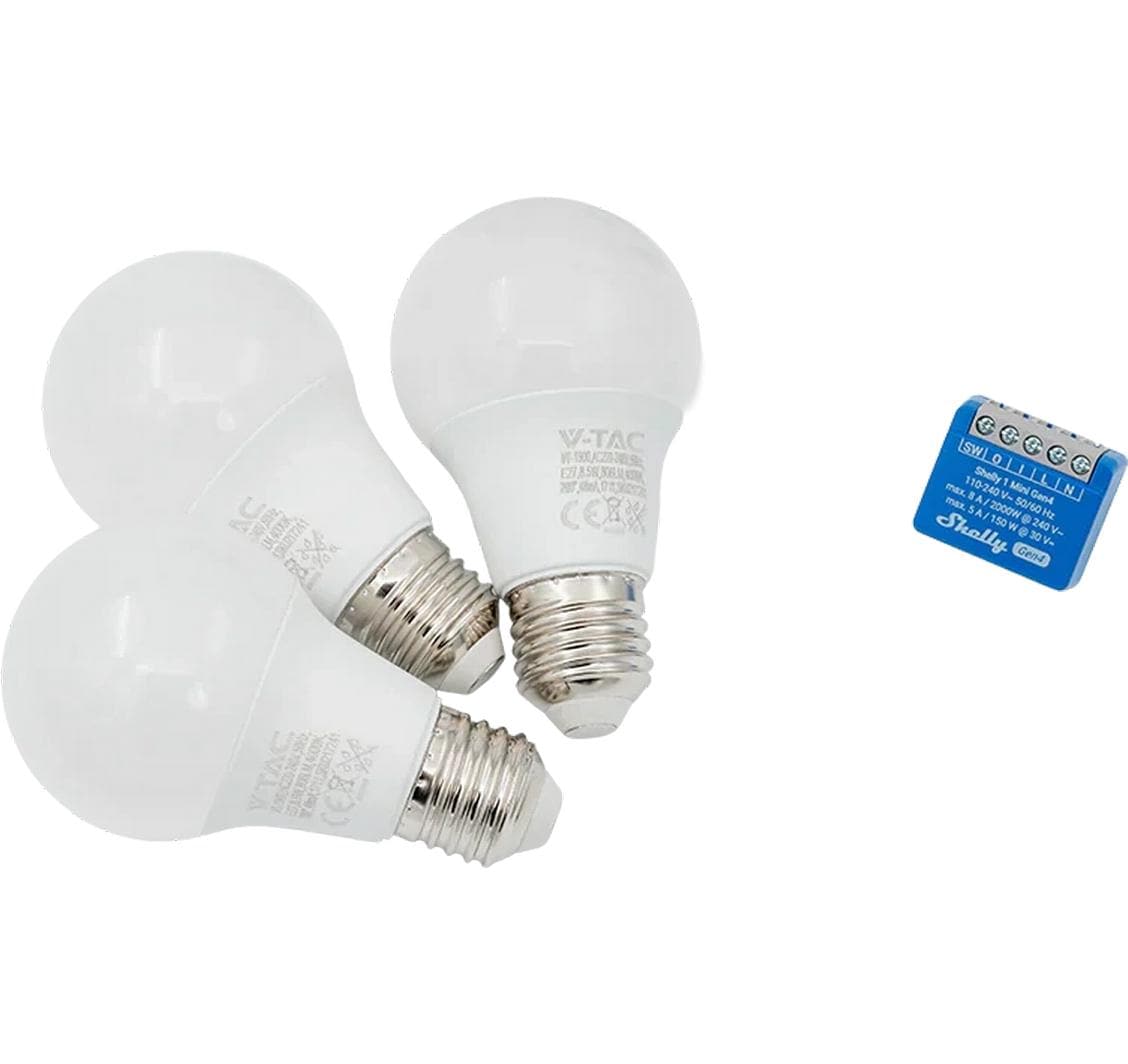 Shelly Smart-Leuchtmittel E27 – 4000 K, 806 lm, 8,5 W, Matt – für Amazon Alexa, Google Home