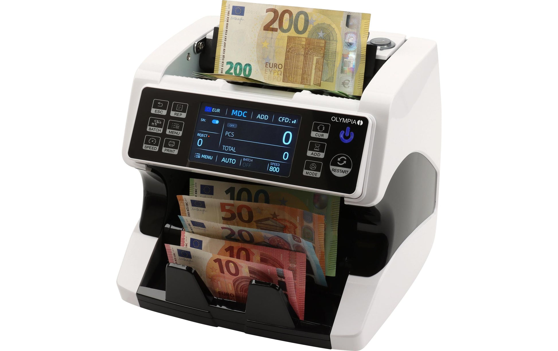 Olympia Safescan NC590 Plus – Banknotenzähler, für EUR, Schwarz, 50 × 50 × 290 mm