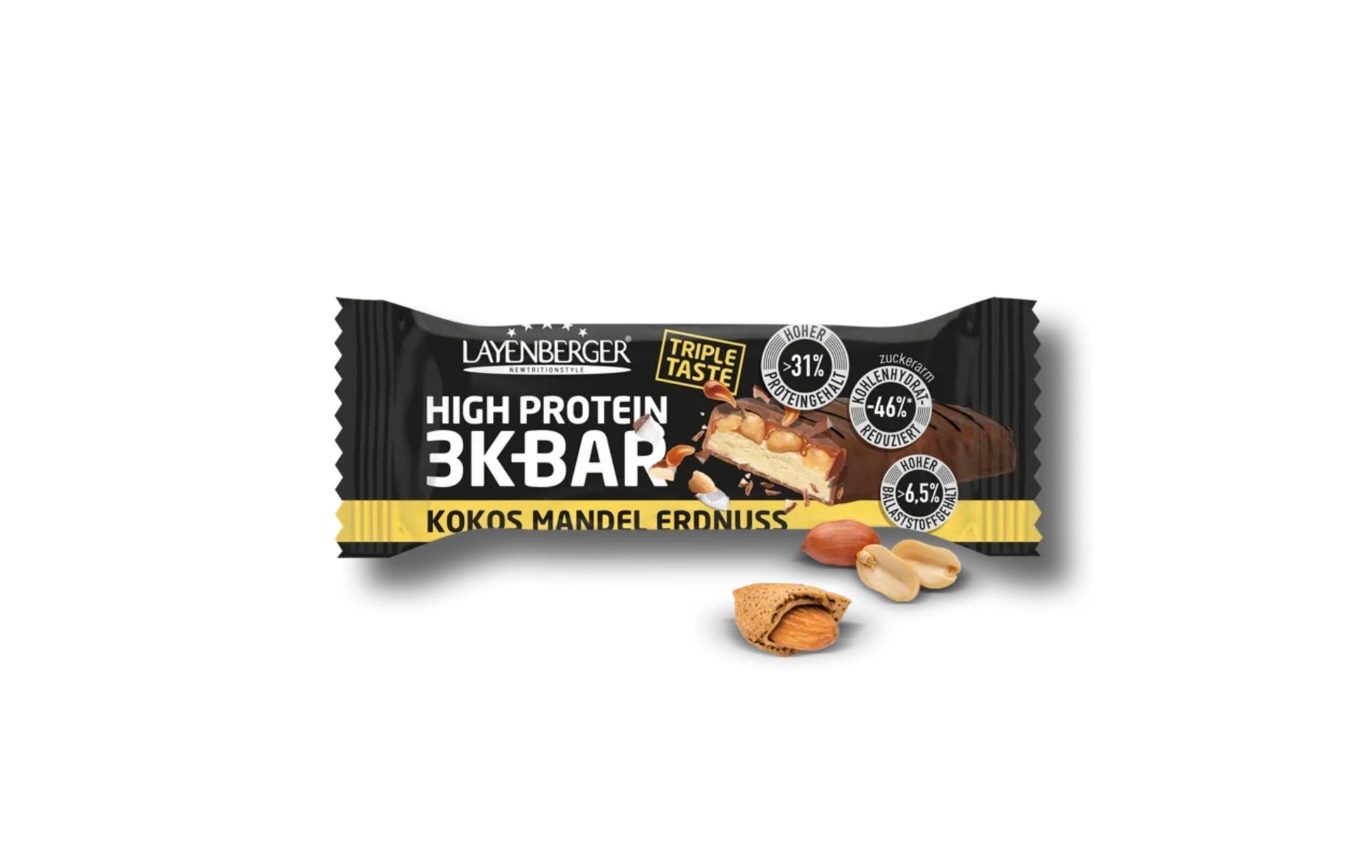 Layenberger 3K High Protein-Riegel – Erdnuss, Kokos, Mandel – 45 g