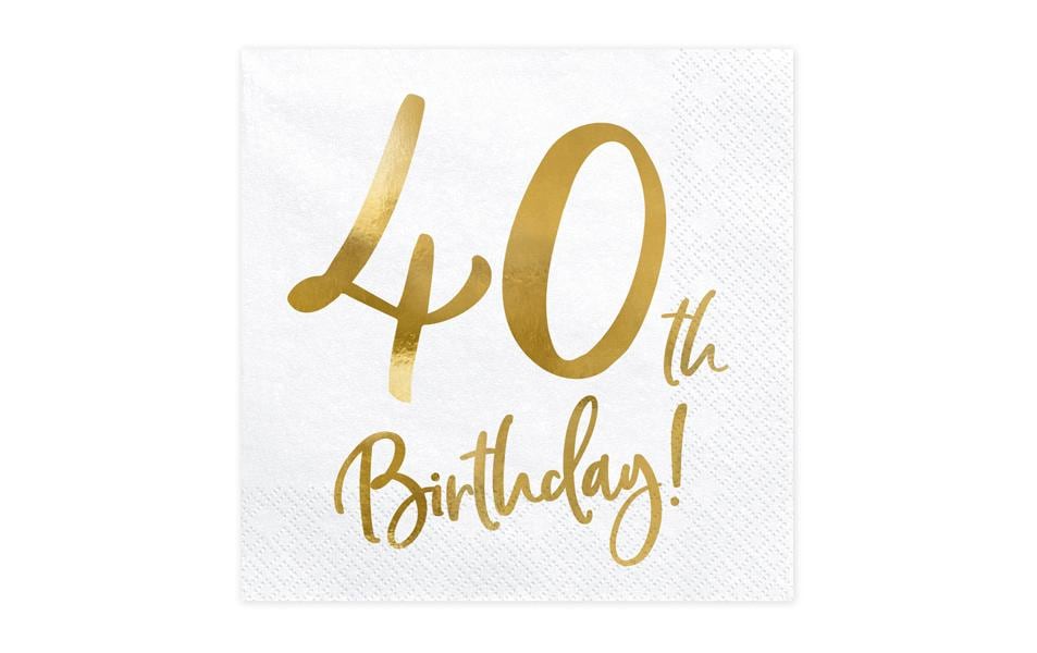 Partydeco Servietten 40th Birthday, 33 × 33 cm – 20 Stk.