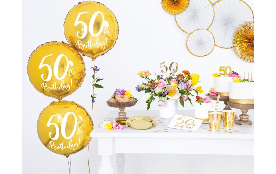 Partydeco Servietten 50th Birthday weiss – 33 × 33 cm, 3-lagig – 20 Stück