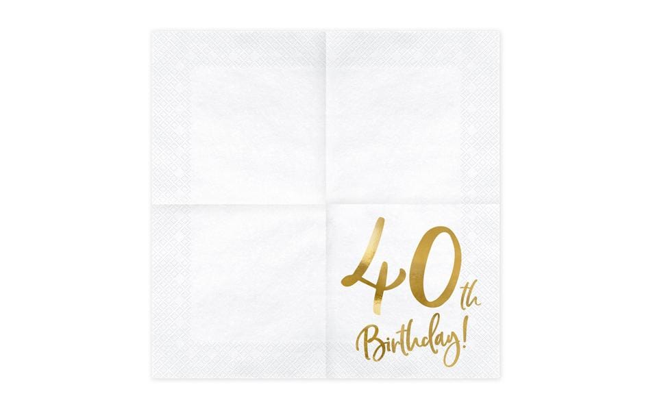 Partydeco Servietten 40th Birthday, 33 × 33 cm – 20 Stk.