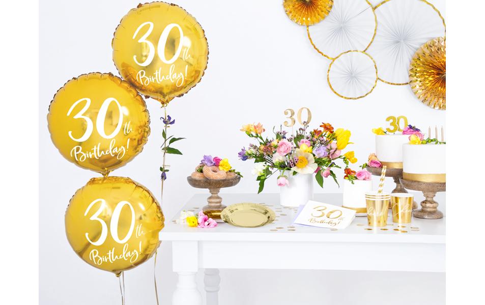 Partydeco Servietten Geburtstag – weiss/gold – 33 × 33 cm, 3-lagig – 20 Stück