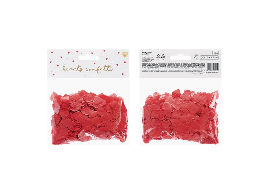 Partydeco Konfetti Herzen – rot – 6 × 1,6 cm – Papier – 15 g