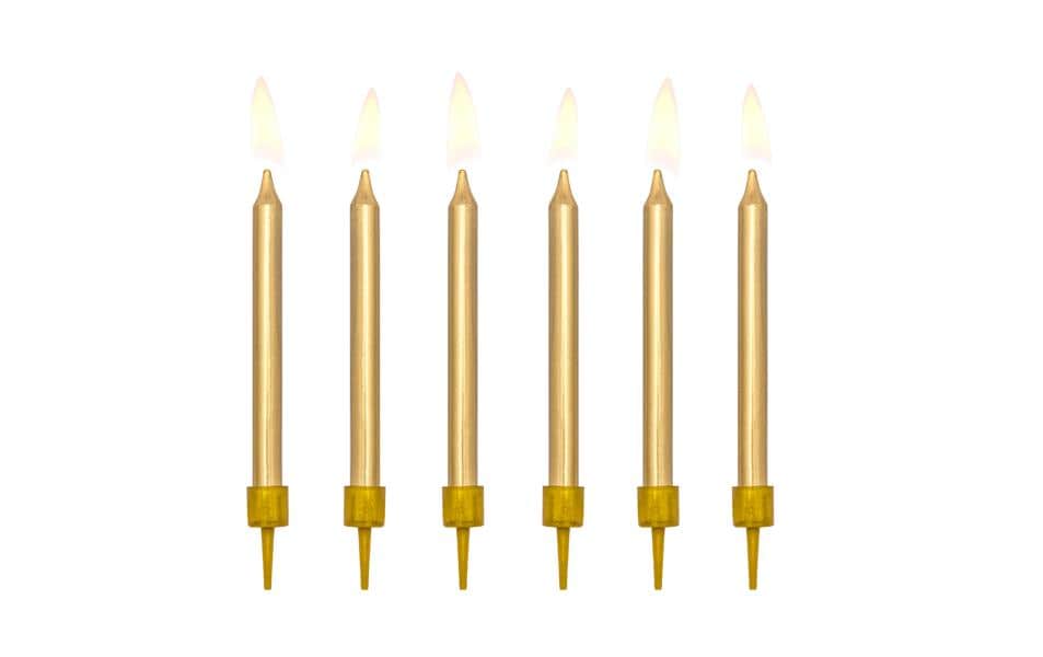 Partydeco Geburtstagskerzen glatt – Gold – 6 cm – 6 Stk