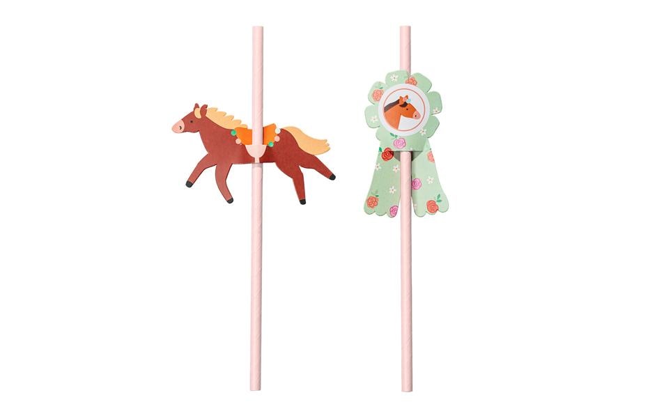 Partydeco Papierstrohhalme, 19,5 cm, Pferde-Motiv – 6 Stk.