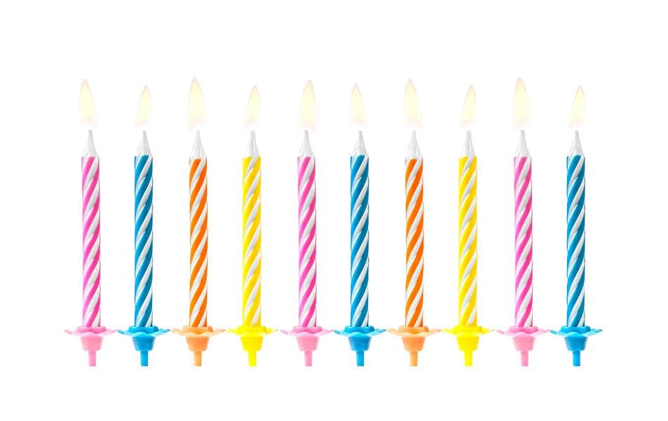 Partydeco Geburtstagskerzen – mehrfarbig – 6 cm – 10 Stk