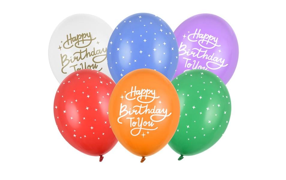 Partydeco Luftballons Happy Birthday To You – mehrfarbig – Ø 30 cm – Latex – 6 Stk