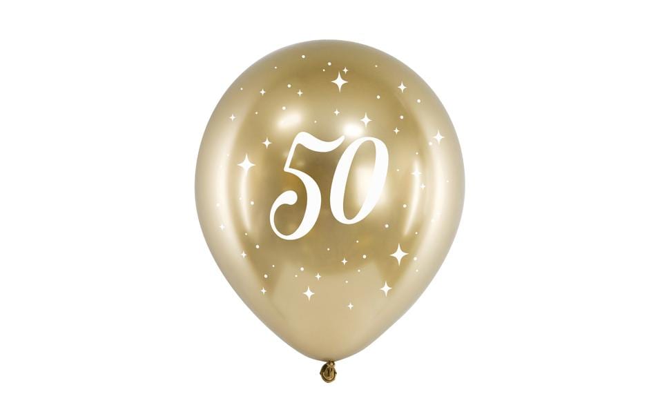 Partydeco Geburtstagsluftballons – Gold – Ø 30 cm – Latex – 6 Stk