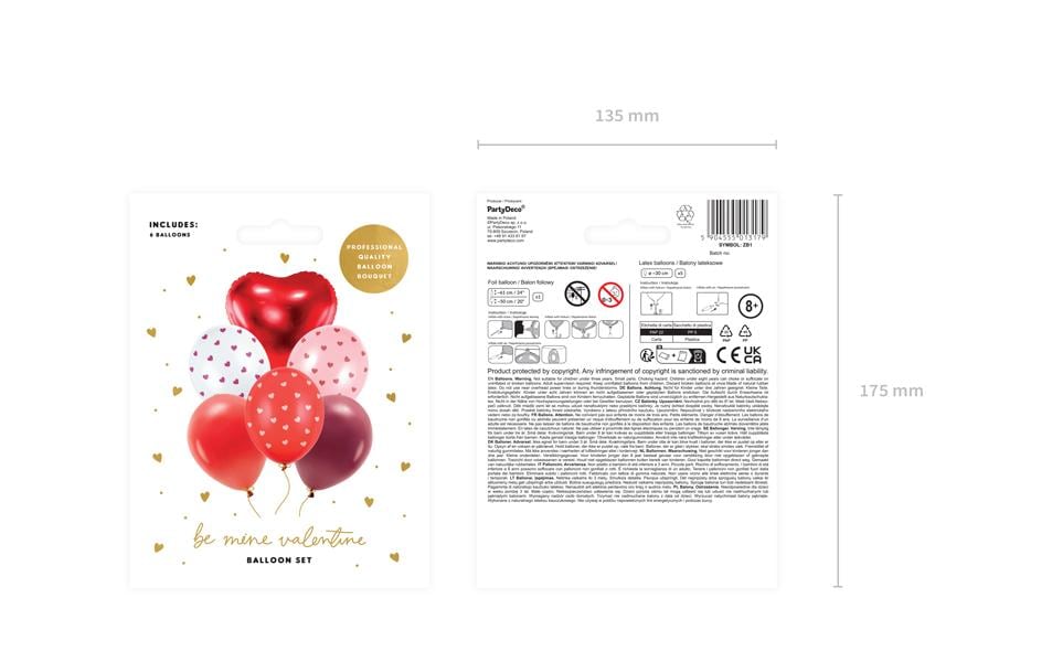 Partydeco Herzluftballons – mehrfarbig – Ø 30 cm – Latex – 6 Stk