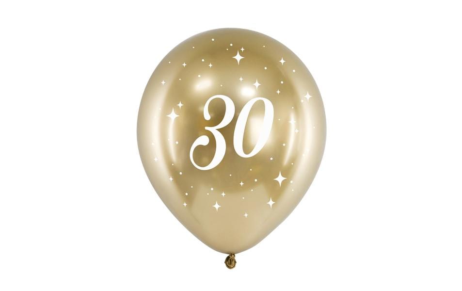 Partydeco Geburtstagsluftballons – Gold – Ø 30 cm – Latex – 6 Stk