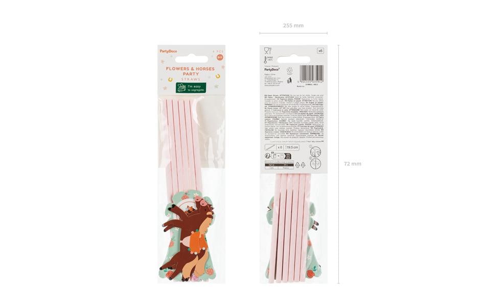 Partydeco Papierstrohhalme, 19,5 cm, Pferde-Motiv – 6 Stk.
