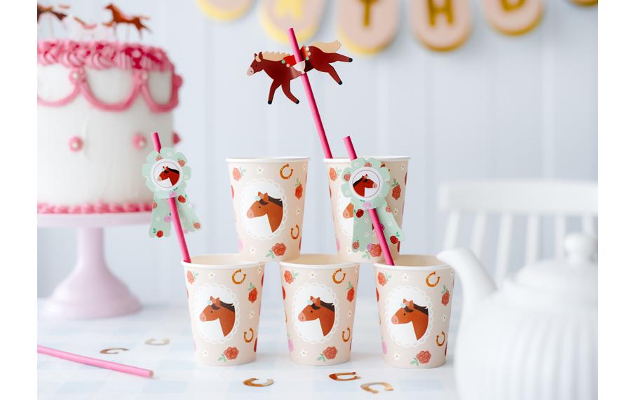 Partydeco Papierstrohhalme, 19,5 cm, Pferde-Motiv – 6 Stk.