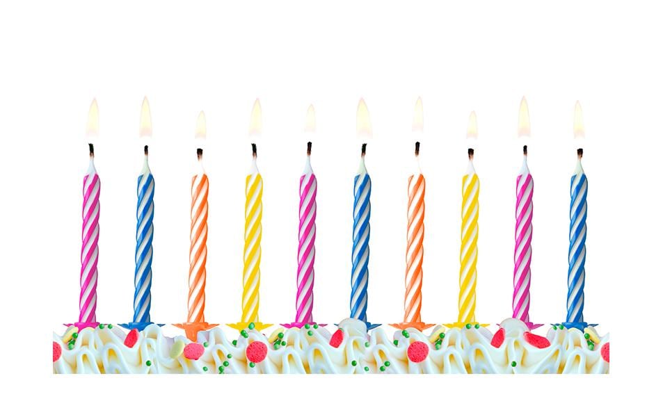 Partydeco Geburtstagskerzen – mehrfarbig – 6 cm – 10 Stk