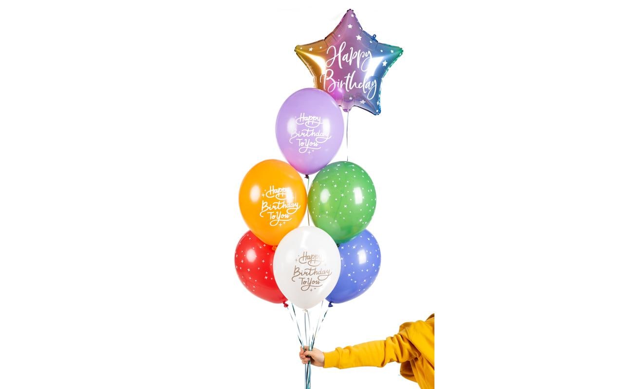 Partydeco Luftballons Happy Birthday To You – mehrfarbig – Ø 30 cm – Latex – 6 Stk