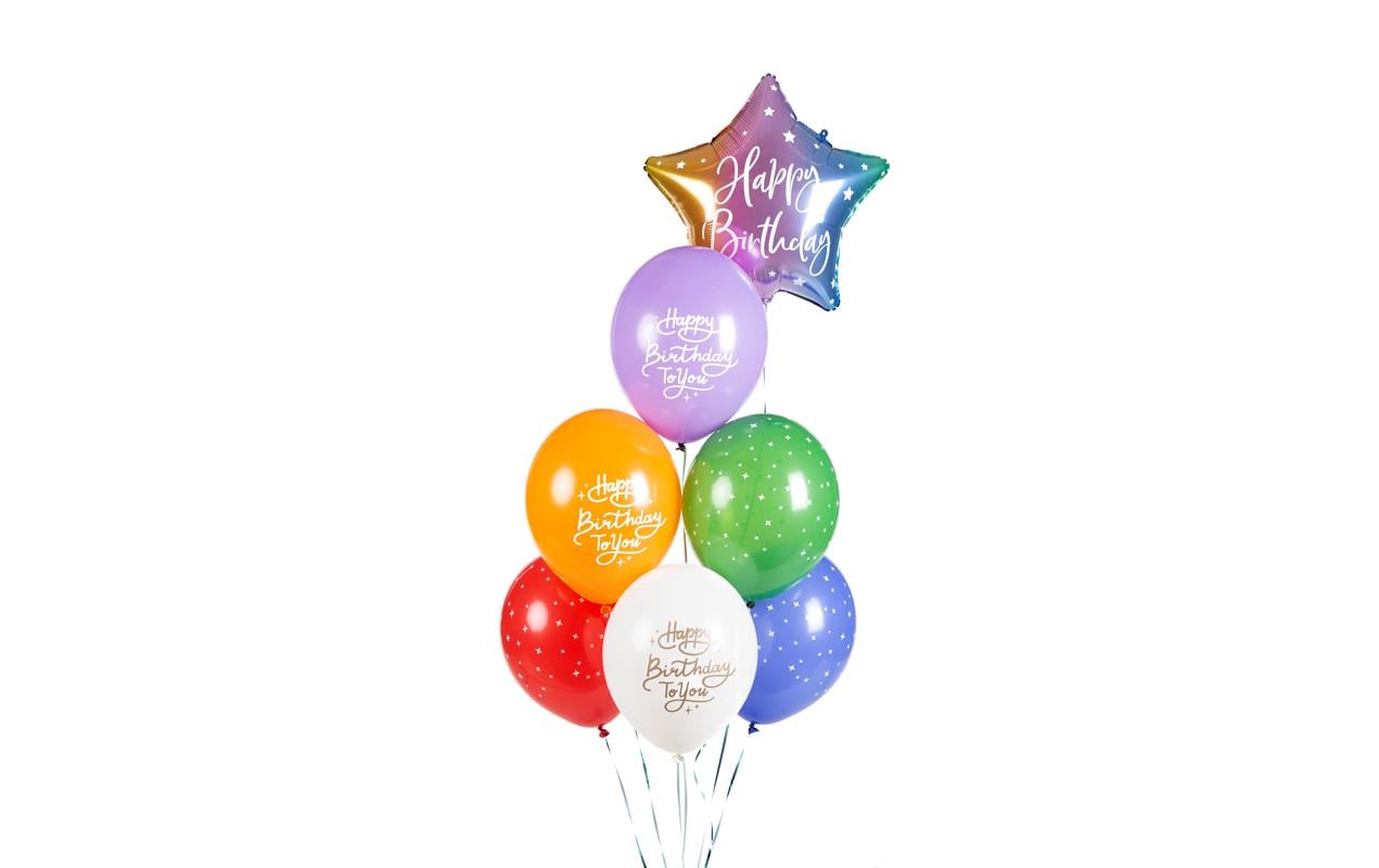 Partydeco Luftballons Happy Birthday To You – mehrfarbig – Ø 30 cm – Latex – 6 Stk