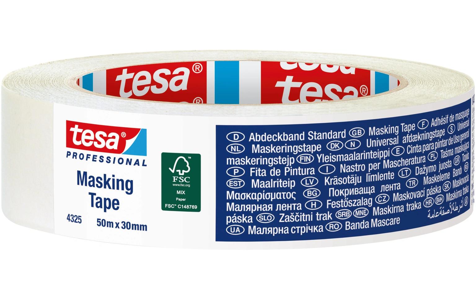TESA Malerband Krepp Pro, weiss – 25 mm × 50 m, innen