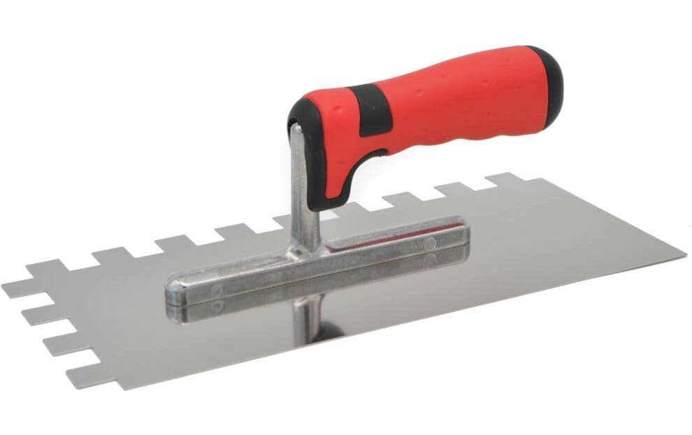 Laser & tools Gezahnte Putzkelle – 280 × 130 mm, 0,35 kg, Edelstahl, 2-Komponenten-Griff