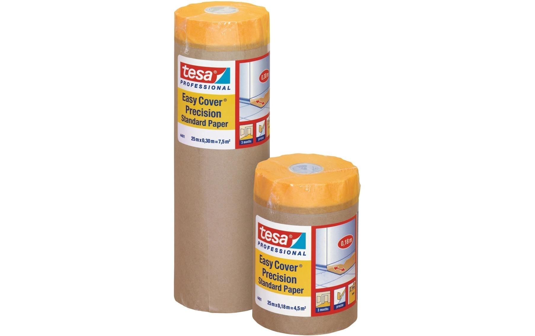 TESA Abdeckfolie mit Band Easy Cover Precision, orange – 180 mm × 25 m