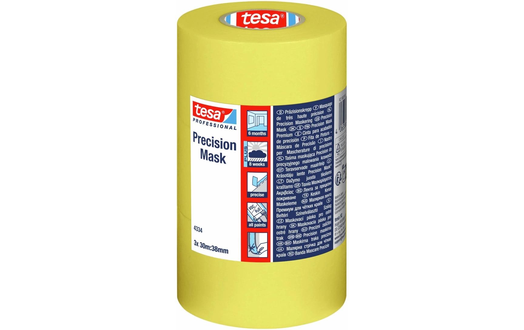 TESA Malerband Precision Mask, gelb – 38 mm × 30,0 m