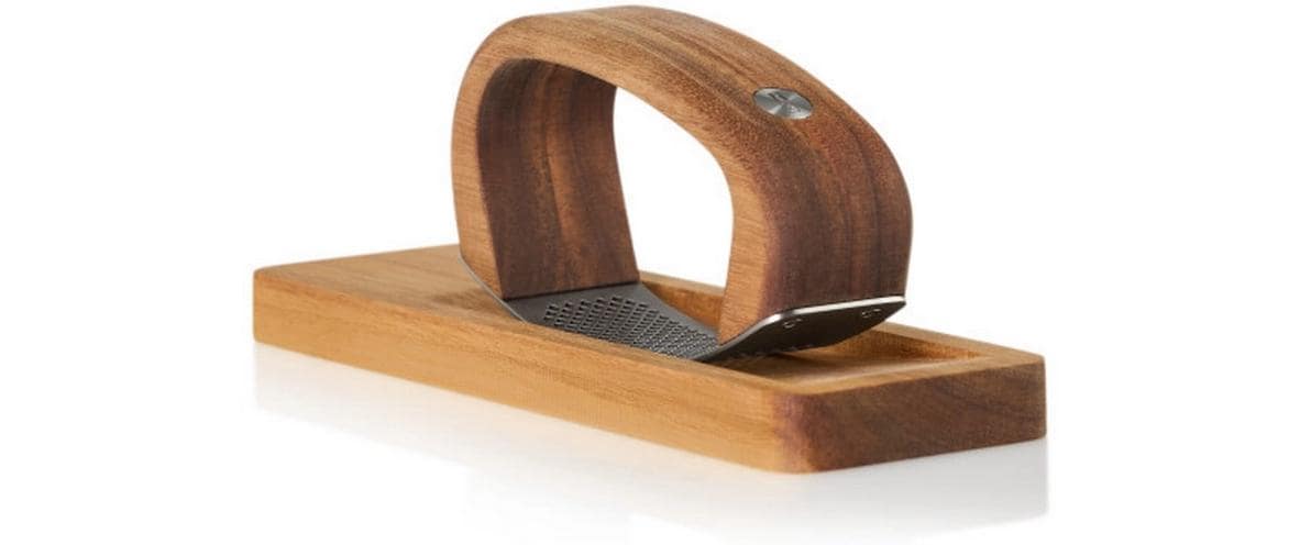 AdHoc Handknoblauchpresse, 4 × 4 × 7,5 cm, Edelstahl/Akazienholz, Braun