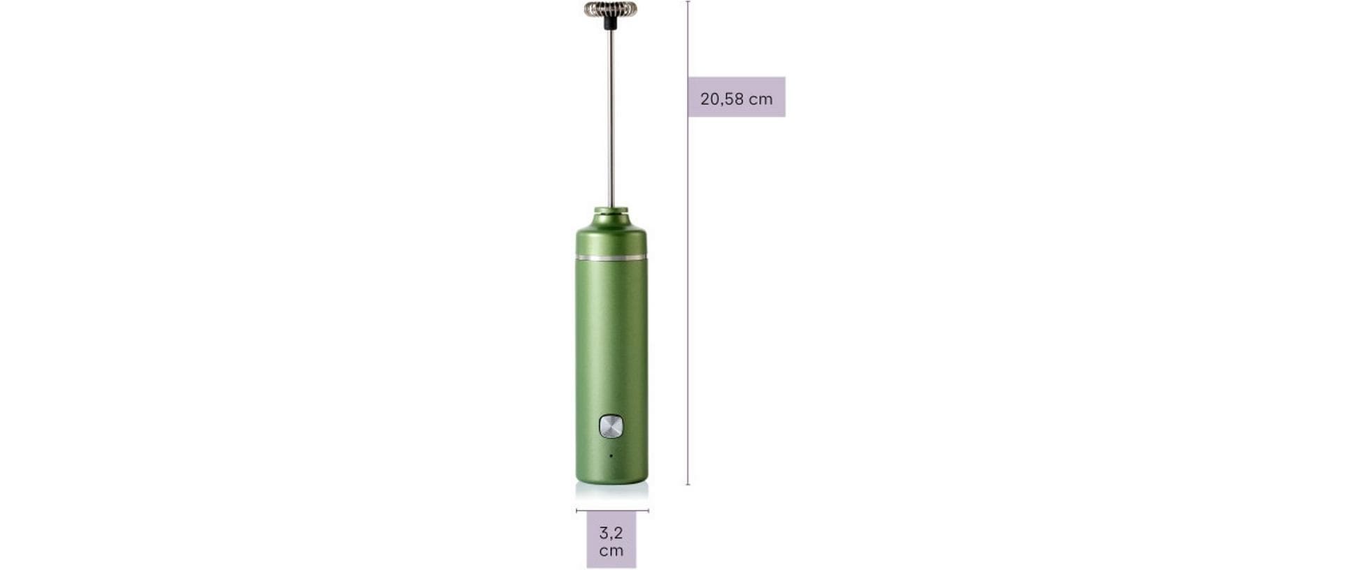 Adhoc Milchschäumer-Stab Matcha Set – 3-teilig, grün/silber/transparent