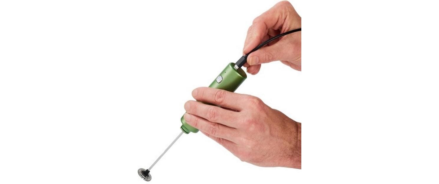 Adhoc Milchschäumer-Stab Matcha Set – 3-teilig, grün/silber/transparent