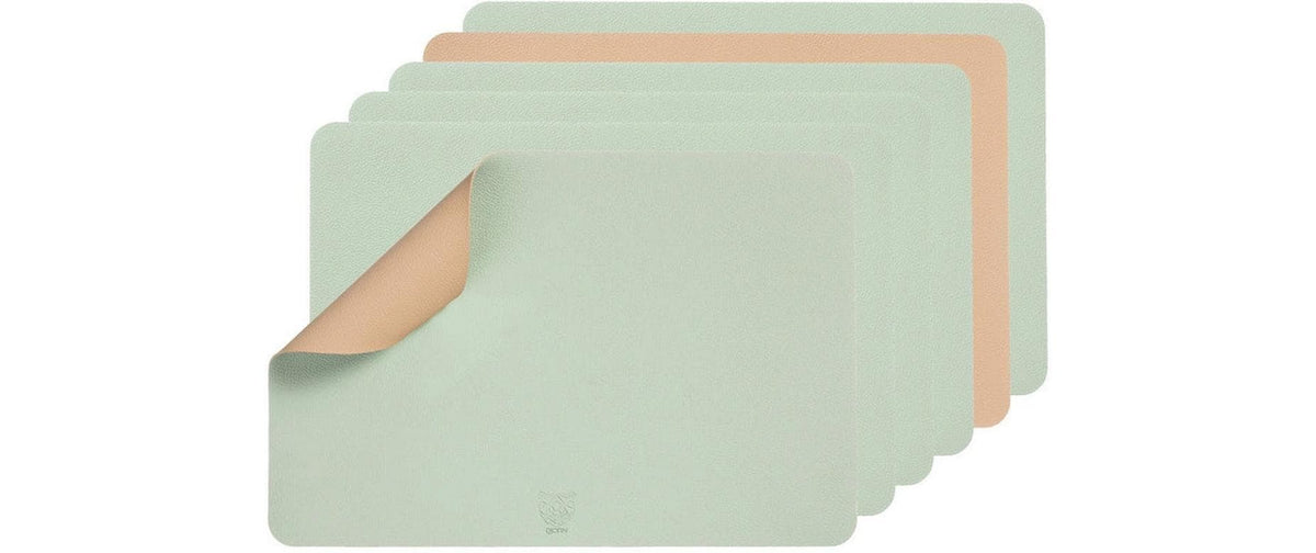 Björn Tischset – 30×44,5 cm, 6er-Set, Leder/Naturkautschuk/PVC, Grün/Rosa