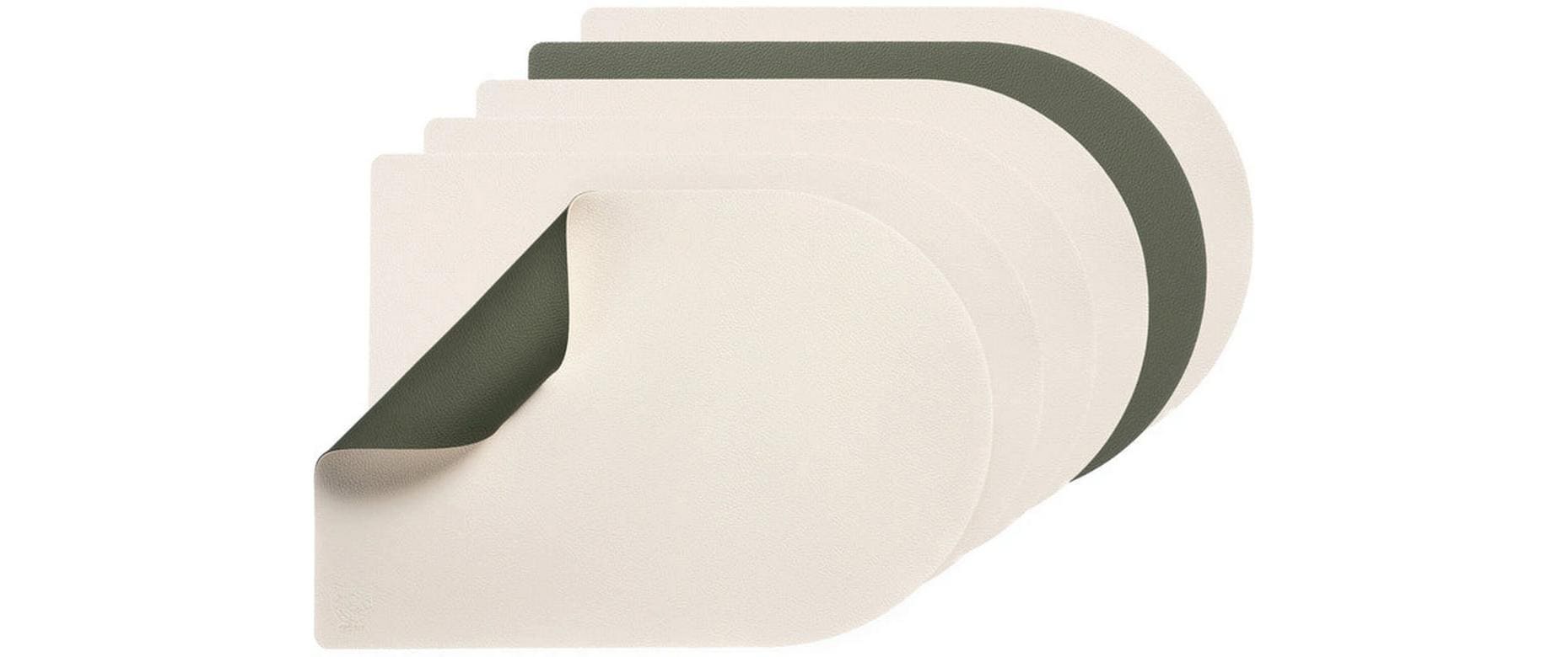 Björn Tischset – 30×44,5 cm, 6er-Set, Recyceltes Leder/PVC, Creme/Grün